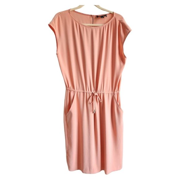 St. John Women Peach Sleeveless Knee-Length Dress Drawstring Waist Pockets Sz 8 - Picture 12 of 12